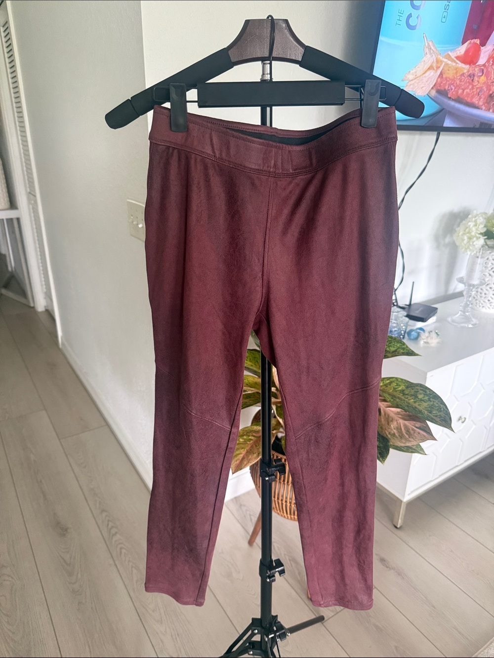 Free people Burgundy Faux Suede Leggings
